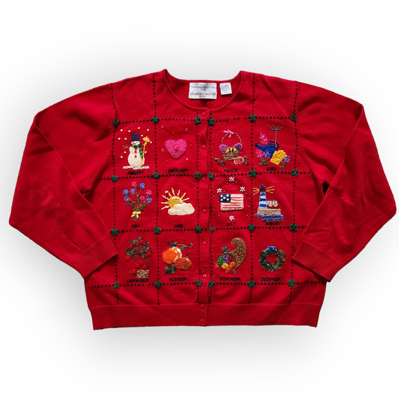 Marisa Christina Sweaters - VINTAGE 2002 Marisa Christina Christmas Calendar Year Month Sweater Women XL